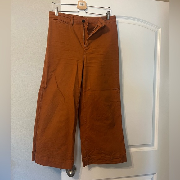Madewell Emmett wide-legged crop pants in rust brown - Picture 1 of 4